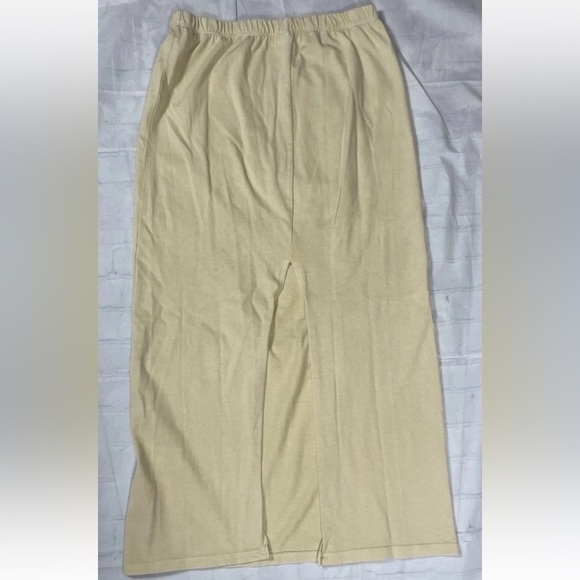 ZARA butter Yellow Maxi Cotton Long Back Slit Skirt A Line Size M Elastic Waist - Picture 7 of 7